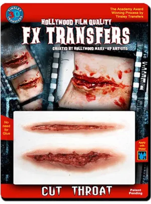 Cut Throat Hollywood Quality 3D FX Transfer Wound