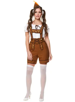 Cute Bavarian Girl Brown Lederhosen Womens Costume