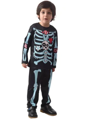 Cute Black and Blue Skeleton Toddler Boys Halloween Costume