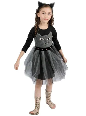 Cute Black Cat Girls Halloween Dress Up Costume