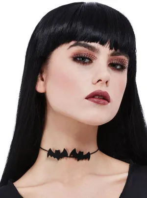 Cute Black Glitter Bats Choker Halloween Costume Accessory
