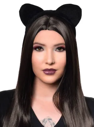 Cute Black Velvet Cat Ears Costume Headband