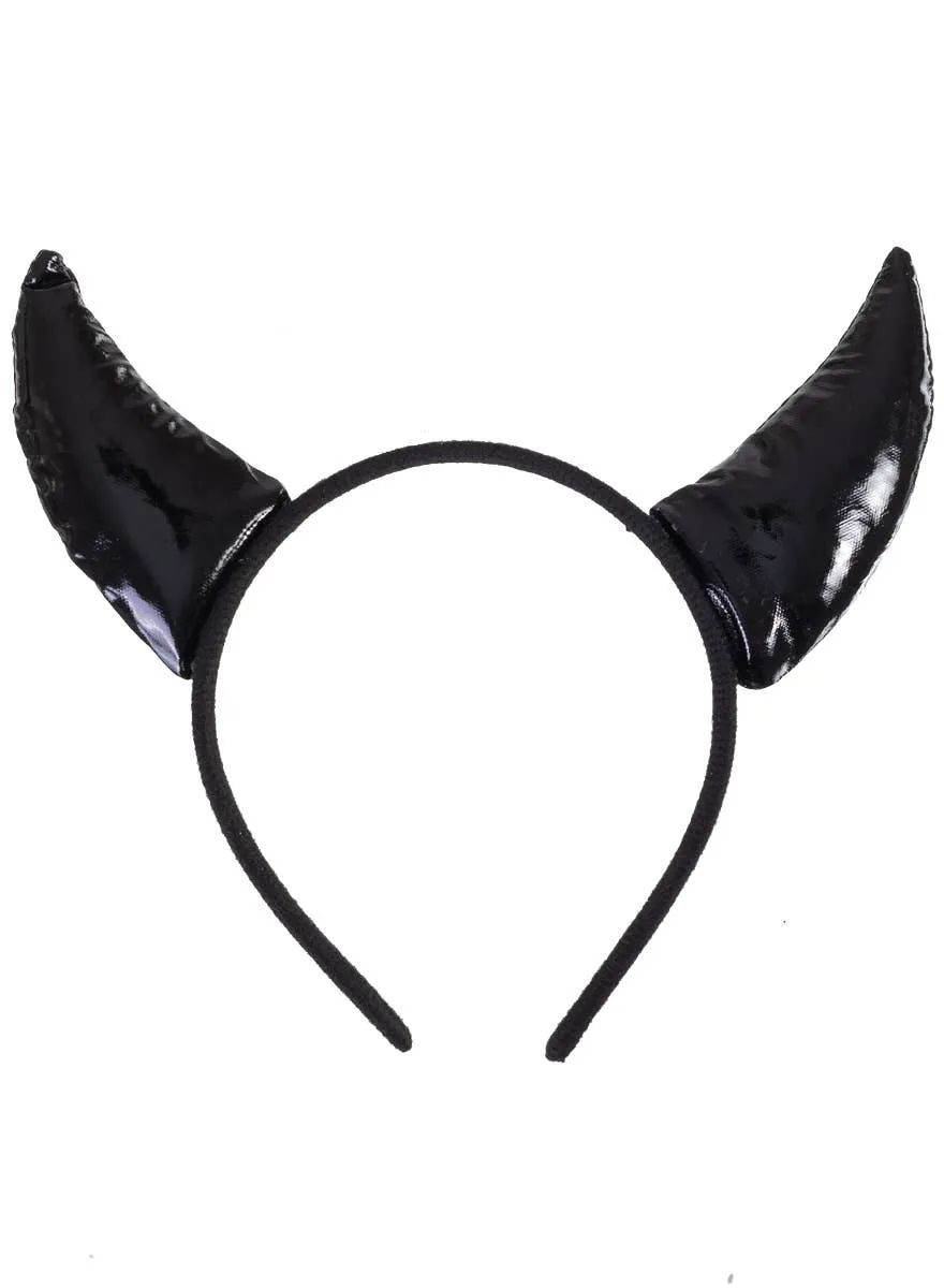 Cute Black Vinyl Devil Horns Costume Headband
