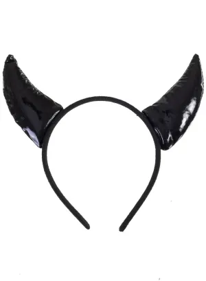 Cute Black Vinyl Devil Horns Costume Headband