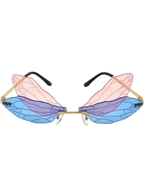Cute Blue and Pink Butterfly Fairy Wings Costume Glasses