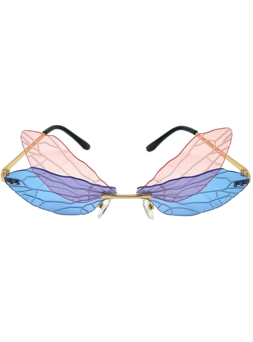 Cute Blue and Pink Butterfly Fairy Wings Costume Glasses