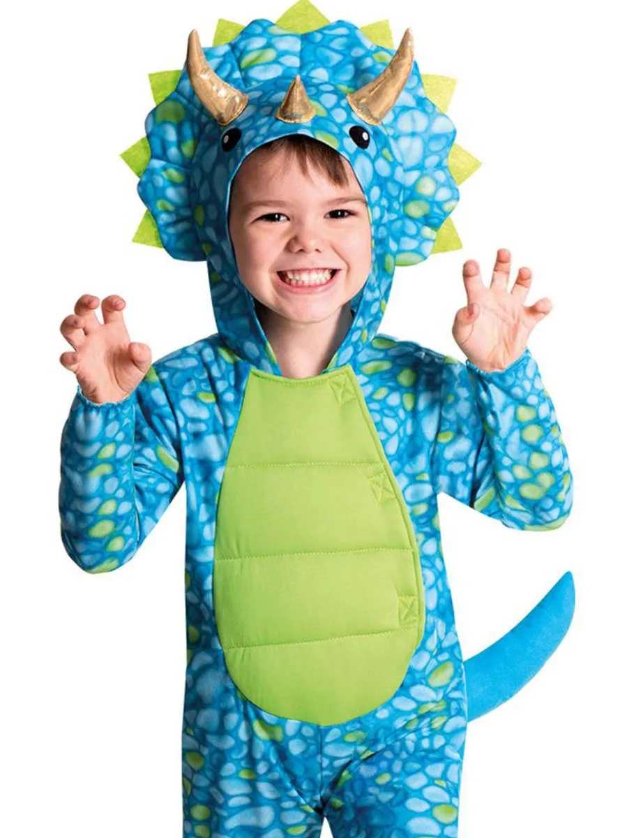 Cute Blue Triceratops Boys Dress Up Costume