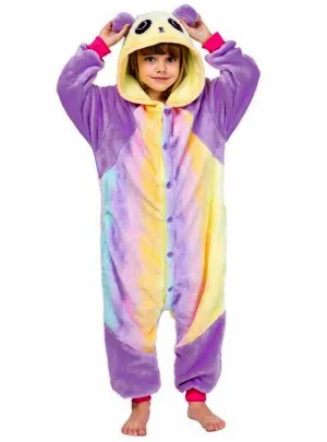 Cute Bright Rainbow Panda Kids Onesie Costume
