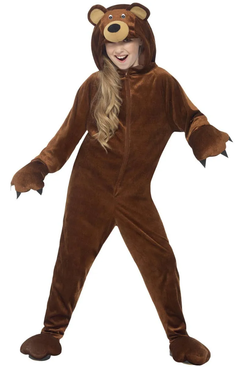Cute Brown Bear Girls Animal Onesie Costume