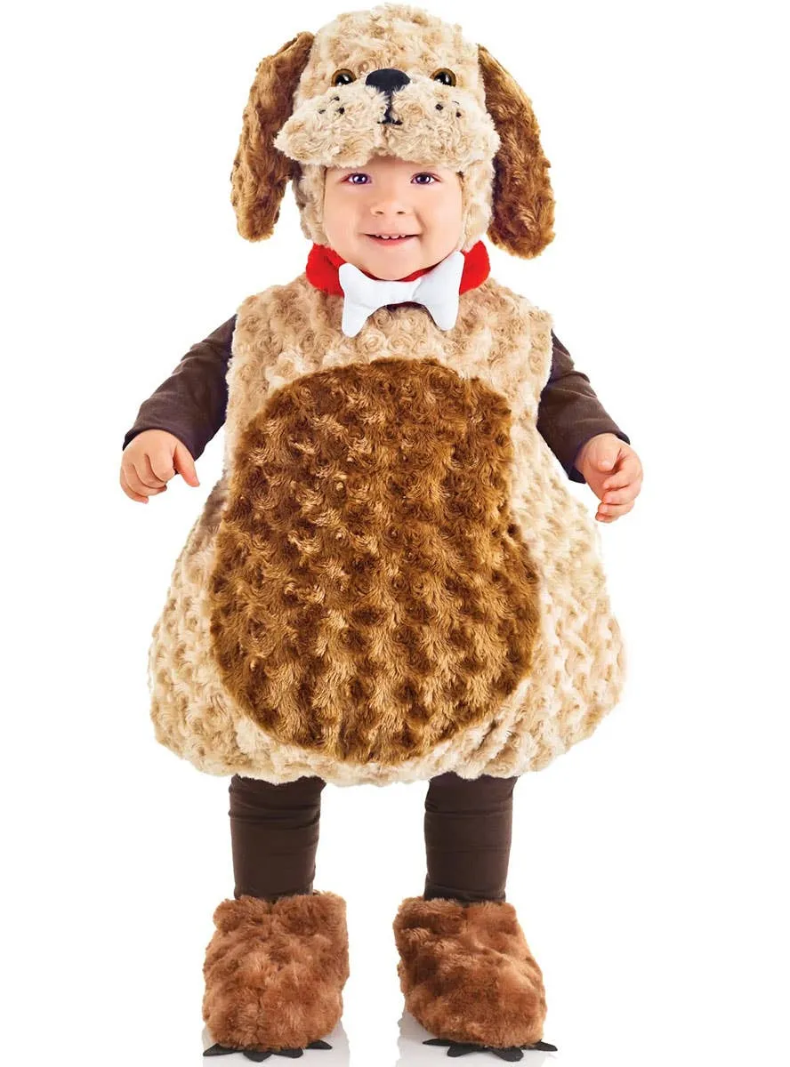 Cute Brown Fluffy Dog Kids Plush Belly Costume