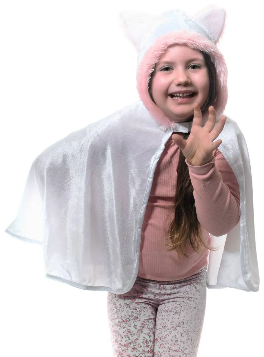 Cute Cat Girls Hooded White Velvet Costume Cape
