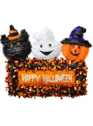 Cute Child Friendly Happy Halloween Tinsel Sign