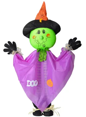 Cute Child Friendly Standing Purple Witch Halloween Decoration