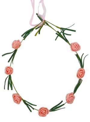 Cute Dusty Pink Flowers and Leaves Headpiece Costume Accessory
