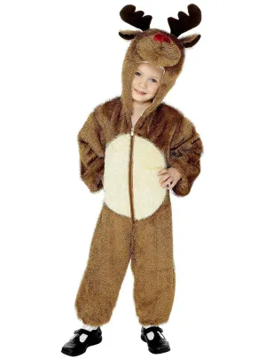 Cute Fuzzy Brown Reindeer Onesie Kids Costume