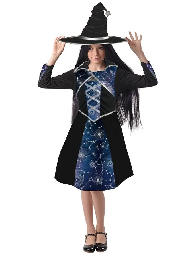 Cute Galaxy Witch Girls Halloween Costume