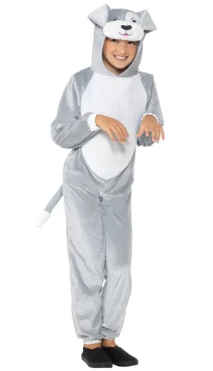 Cute Grey Dog Kids Animal Onesie Costume