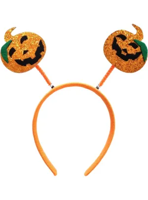 Cute Orange Glitter Pumpkins Head Bopper Headband