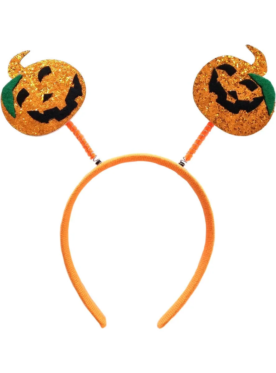 Cute Orange Glitter Pumpkins Head Bopper Headband