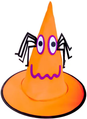 Cute Orange Spider Kids Halloween Witch Hat