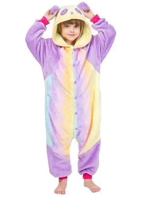 Cute Pastel Rainbow Panda Kids Onesie Costume