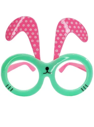 Cute Pink and Green Kids Bunny Costume Glasses