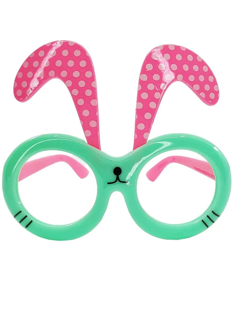 Cute Pink and Green Kids Bunny Costume Glasses