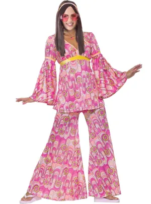 Cute Pink Hippie Womens 70s Costume