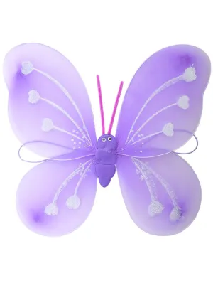 Cute Purple Glitter Butterfly Fairy Girls Costume Wings