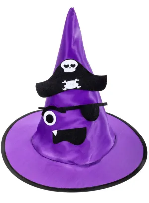 Cute Purple Pirate Kids Halloween Witch Hat