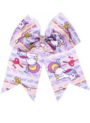 Cute Purple Unicorn Hearts and Stars Hair Bow Costume Accessory