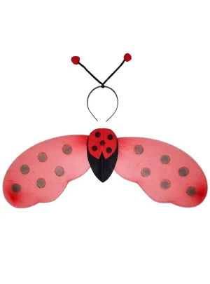 Cute Red Ladybug Wings and Headband Set