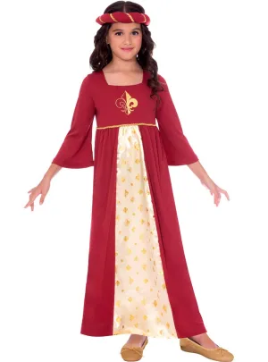 Cute Red Tudor Princess Girls Medieval Costume