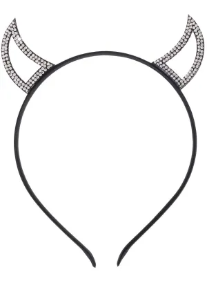 Cute Silver Rhinestone Devil Horns Costume Headband
