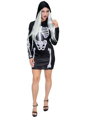 Cute Skeleton Print Womens Halloween Costume Dress