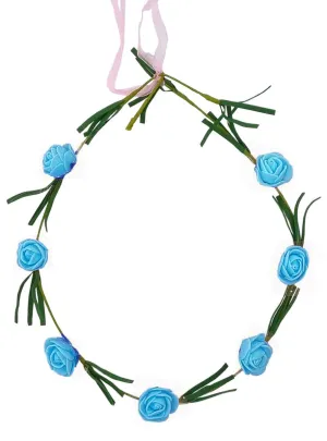 Cute Sky Blue Flowers and Leaves Headpiece Costume Accessory