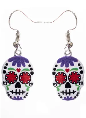 Cute Sugar Skull Pendant Halloween Costume Earrings