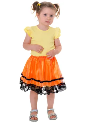 Cute Toddler Girls Orange and Black Tutu Skirt