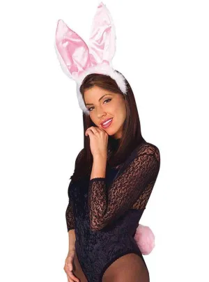 Cute White and Pink Bunny Ears and Tail Set