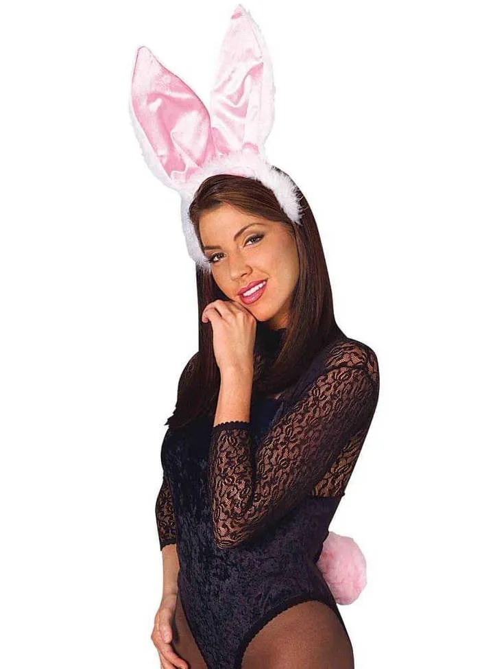 Cute White and Pink Bunny Ears and Tail Set