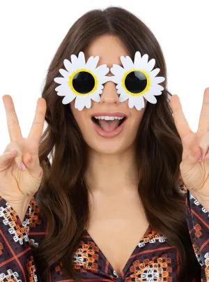 Cute White Daisies 60s Costume Glasses