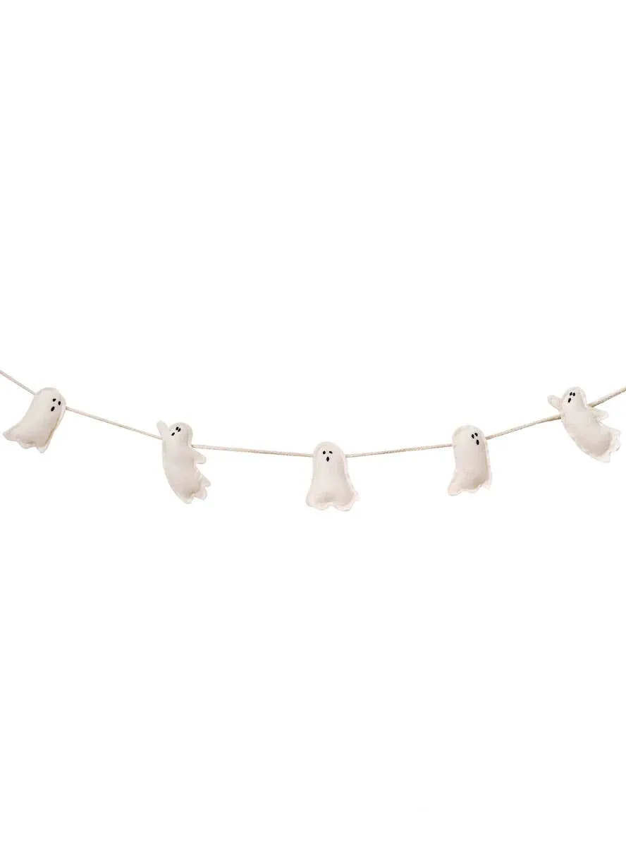 Cute White Felt Ghost Bunting Halloween Decoration