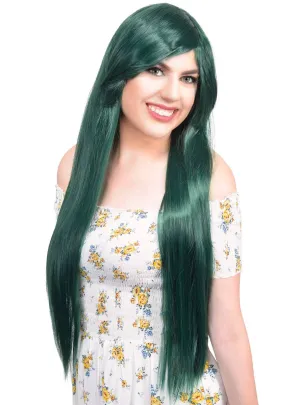 Daisy Forest Green Womens Long Straight Costume Wig