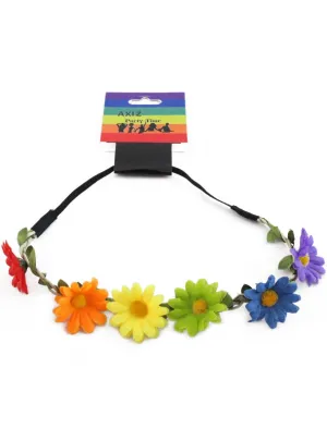 Daisy Rainbow Flower Chain Headband Costume Accessory