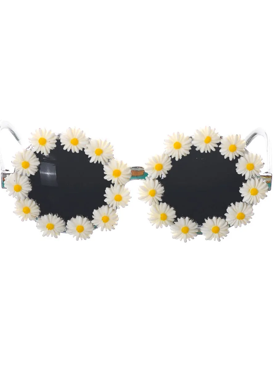 Daisy Rimmed Novelty 70s Hippie Costume Glasses