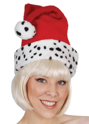 Dalmatian Print Plush Christmas Santa Hat