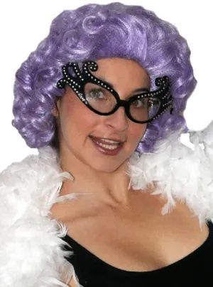 Dame Edna Everage Deluxe Curly Purple Costume Wig