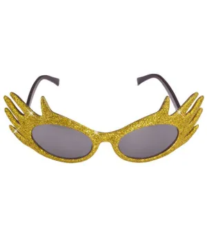Dame Edna Gold Glitter Glasses