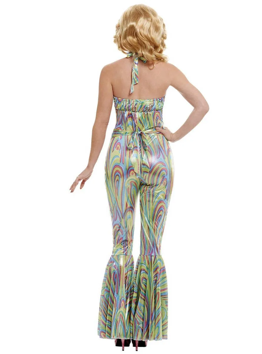 Dancing Queen Womens 1970s Rainbow Costume Jumpsuit