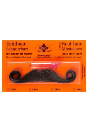 Dandy Mens Brown Human Hair Handlebar Moustache